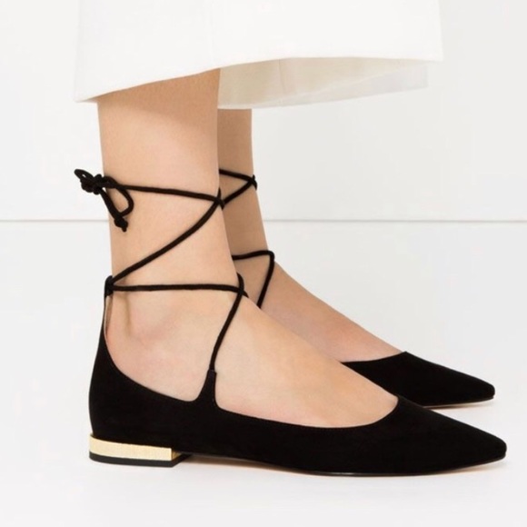 Zara Shoes - Zara Black Lace-Up Flats